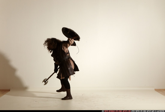 Man Adult Chubby White Fighting with sword Moving poses Army