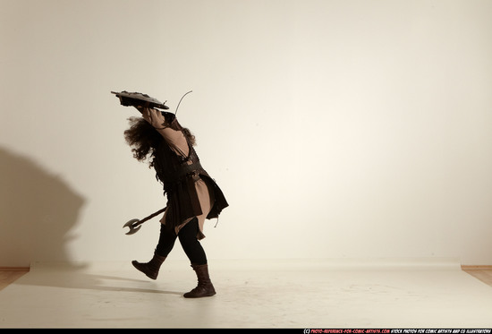 Man Adult Chubby White Fighting with sword Moving poses Army