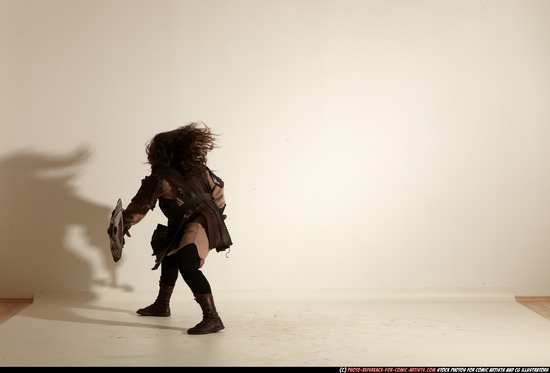 Man Adult Chubby White Fighting with sword Moving poses Army