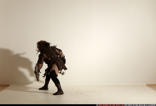 Man Adult Chubby White Fighting with sword Moving poses Army