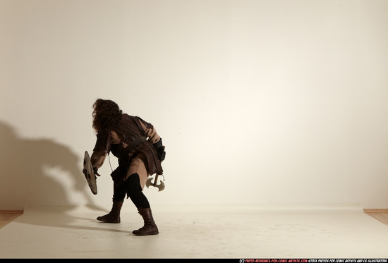 Man Adult Chubby White Fighting with sword Moving poses Army