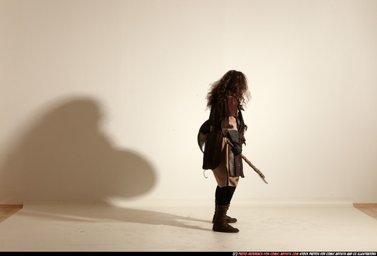 Man Adult Chubby White Fighting with sword Moving poses Army