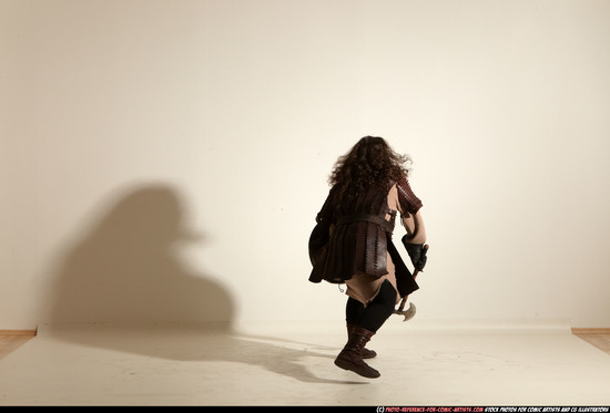 Man Adult Chubby White Fighting with sword Moving poses Army