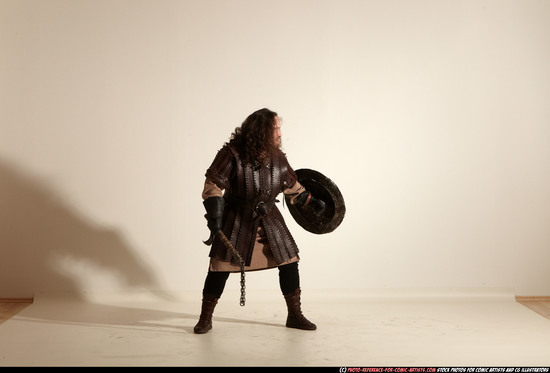 Man Adult Chubby White Fighting with hammer Moving poses Army