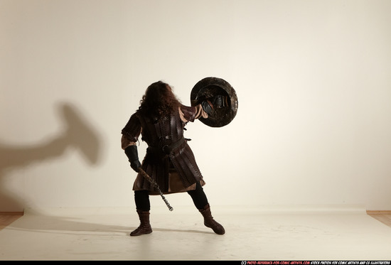 Man Adult Chubby White Fighting with hammer Moving poses Army