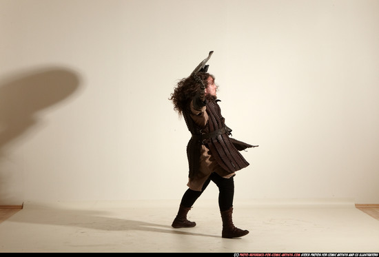 Man Adult Chubby White Fighting with hammer Moving poses Army