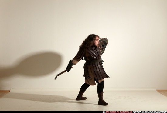 Man Adult Chubby White Fighting with hammer Moving poses Army