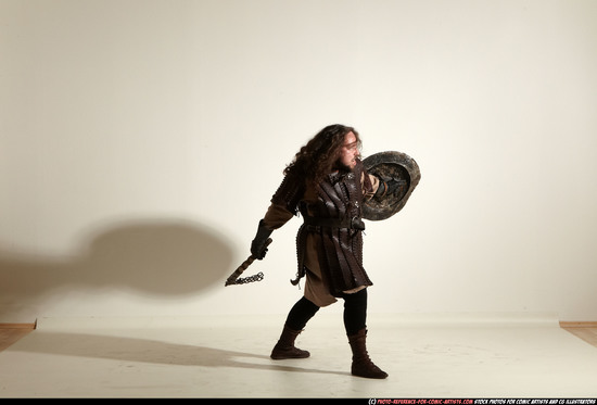 Man Adult Chubby White Fighting with hammer Moving poses Army