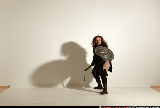 Man Adult Chubby White Fighting with hammer Moving poses Army