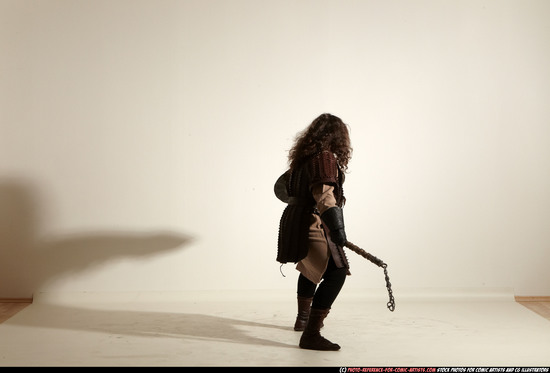 Man Adult Chubby White Fighting with hammer Moving poses Army