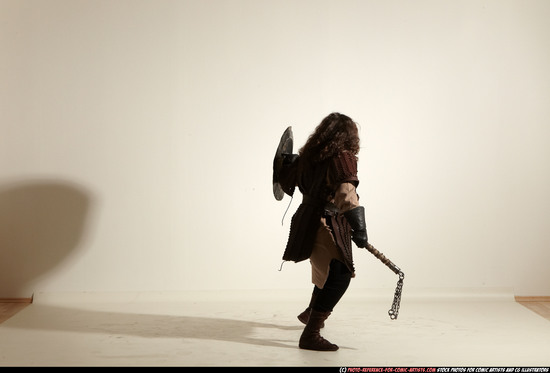 Man Adult Chubby White Fighting with hammer Moving poses Army