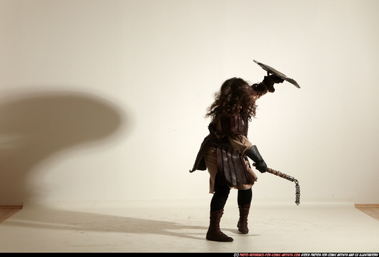 Man Adult Chubby White Fighting with hammer Moving poses Army