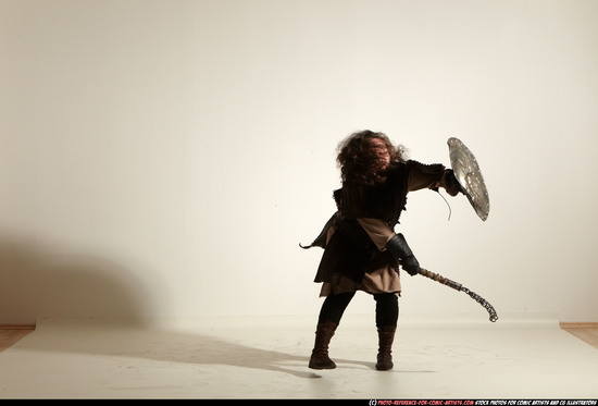 Man Adult Chubby White Fighting with hammer Moving poses Army