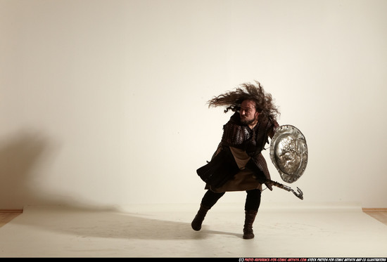 Man Adult Chubby White Fighting with hammer Moving poses Army