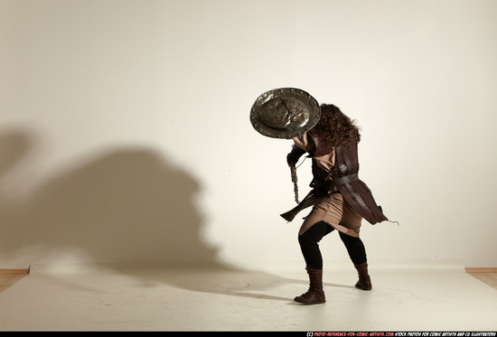 Man Adult Chubby White Fighting with hammer Moving poses Army