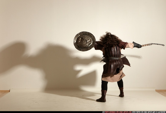 Man Adult Chubby White Fighting with hammer Moving poses Army