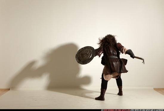 Man Adult Chubby White Fighting with hammer Moving poses Army