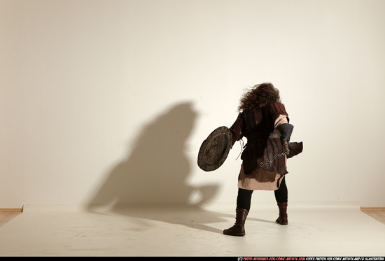 Man Adult Chubby White Fighting with hammer Moving poses Army