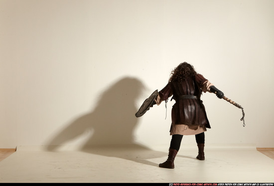 Man Adult Chubby White Fighting with hammer Moving poses Army