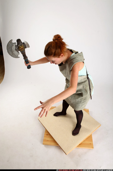 Woman Adult Average White Fighting with sword Standing poses Army