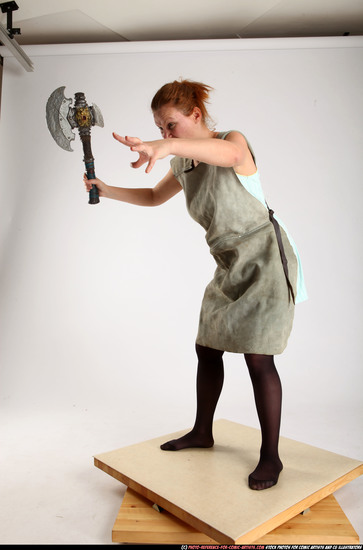 Woman Adult Average White Fighting with sword Standing poses Army