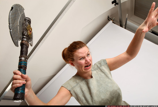 Woman Adult Average White Fighting with sword Standing poses Army