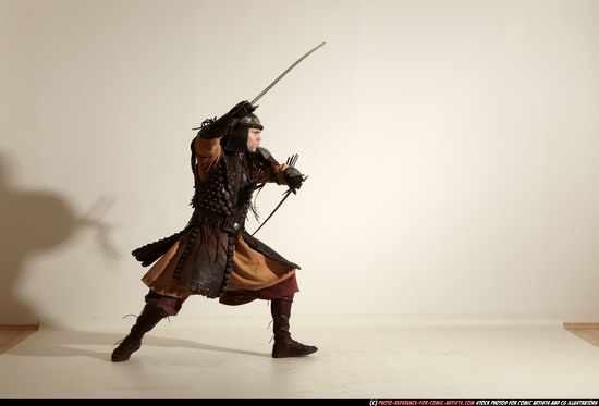 Man Adult Average White Fighting with sword Moving poses Army