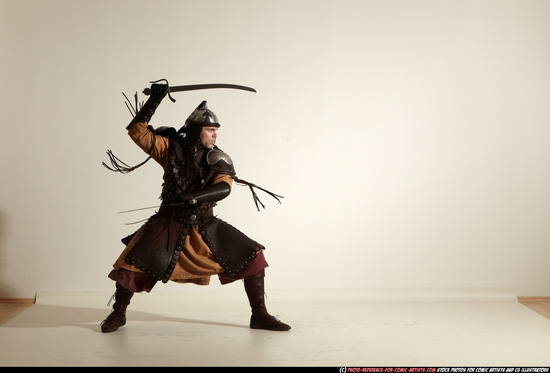 Man Adult Average White Fighting with sword Moving poses Army