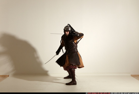 Man Adult Average White Fighting with sword Moving poses Army