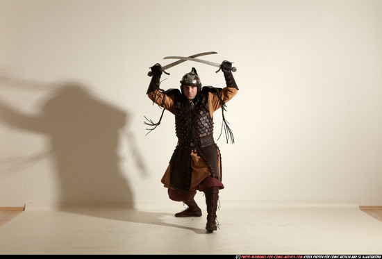 Man Adult Average White Fighting with sword Moving poses Army