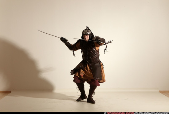 Man Adult Average White Fighting with sword Moving poses Army