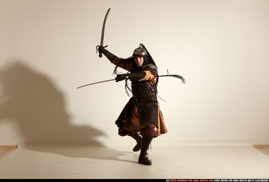 Man Adult Average White Fighting with sword Moving poses Army