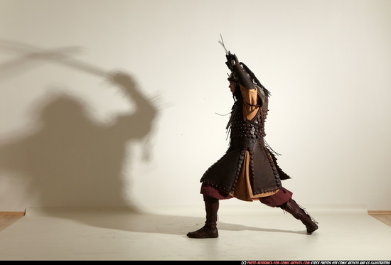 Man Adult Average White Fighting with sword Moving poses Army