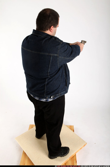 Man Adult Chubby White Fighting with gun Standing poses Casual