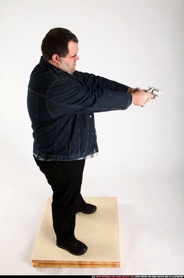 Man Adult Chubby White Fighting with gun Standing poses Casual