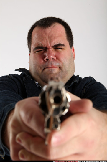 Man Adult Chubby White Fighting with gun Standing poses Casual