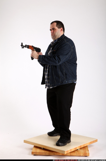 Man Adult Chubby White Fighting with gun Standing poses Casual