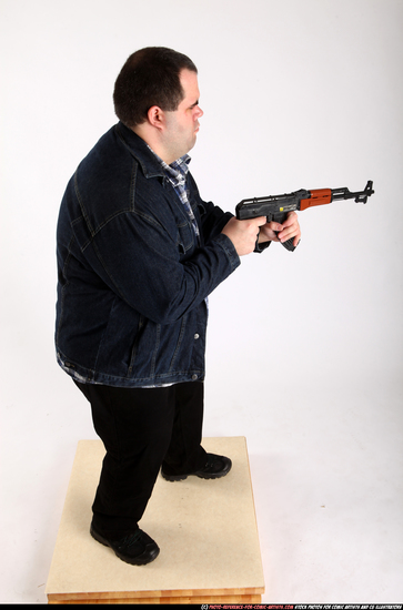 Man Adult Chubby White Fighting with gun Standing poses Casual