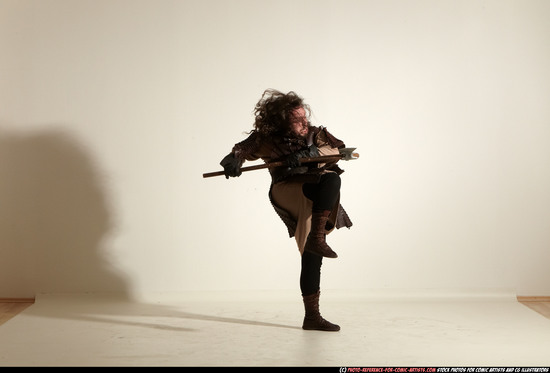 Man Adult Average White Fighting with sword Moving poses Army