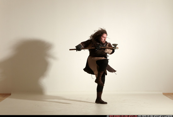 Man Adult Average White Fighting with sword Moving poses Army