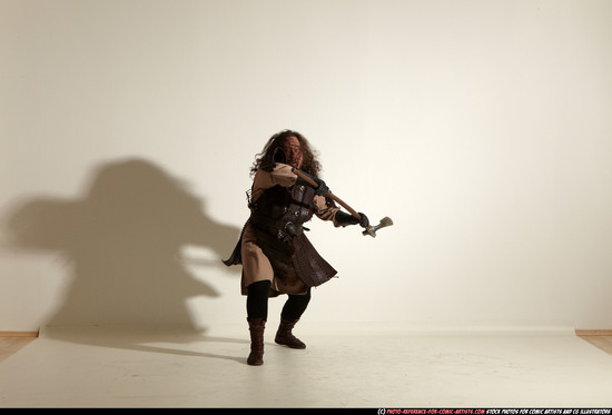 Man Adult Average White Fighting with sword Moving poses Army