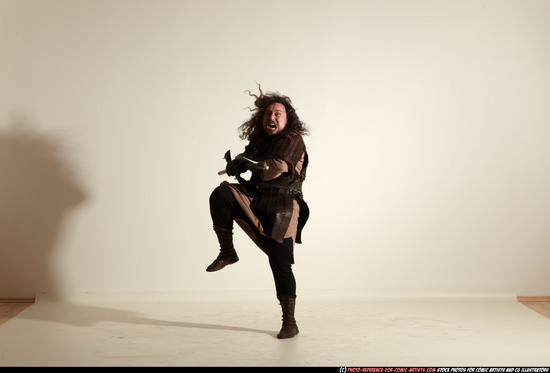 Man Adult Average White Fighting with sword Moving poses Army