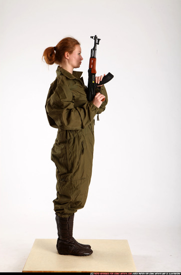 Woman Adult Average White Neutral Standing poses Army