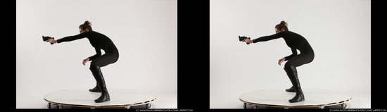 Woman Adult Athletic White Fighting with gun Standing poses Casual