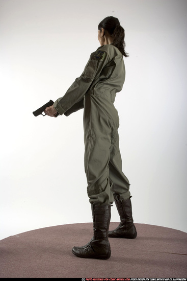 Woman Adult Athletic White Fighting with gun Standing poses Army