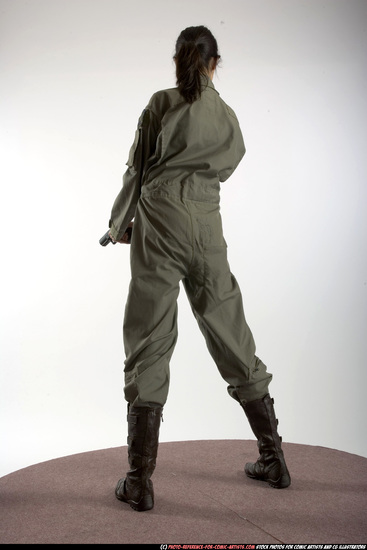 Woman Adult Athletic White Fighting with gun Standing poses Army