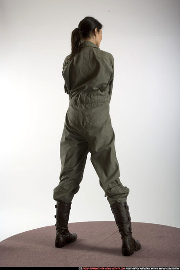 Woman Adult Athletic White Fighting with gun Standing poses Army