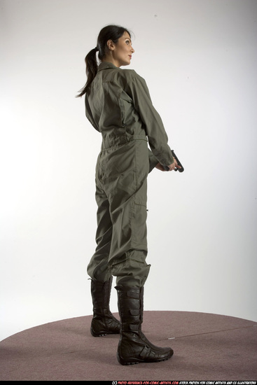 Woman Adult Athletic White Fighting with gun Standing poses Army