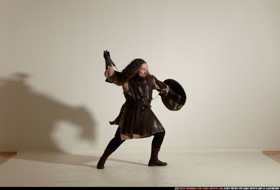 Man Adult Chubby White Fighting with sword Moving poses Army