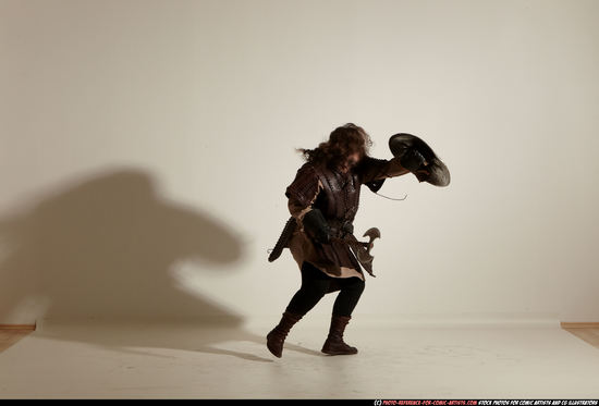 Man Adult Chubby White Fighting with sword Moving poses Army